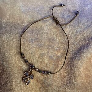 Brown and Gold Bow Charm Bracelet